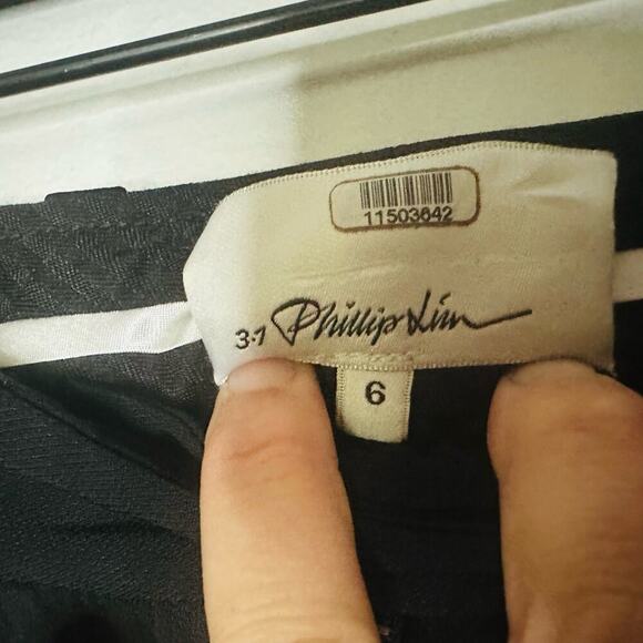 3.1 PHILLIP LIM Women's Black Trouser Style Crepe Pleated Pants Size 6 - Picture 5 of 7